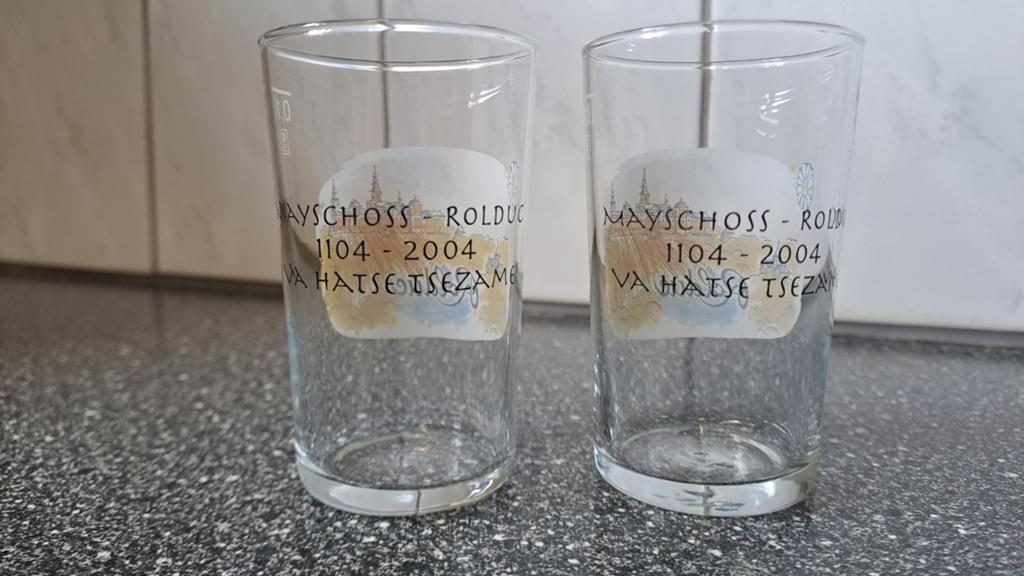 2 abdij Rolduc Kerkrade glaasjes - Mayschoss 1104-2004, Ophalen of Verzenden