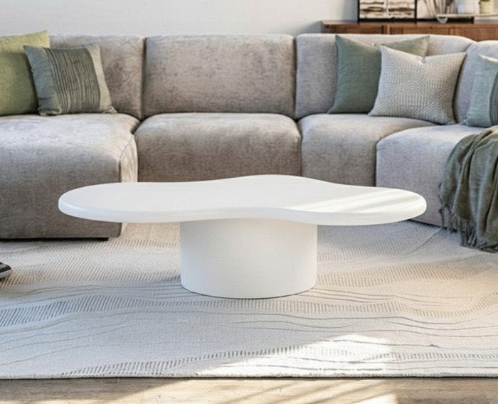 By-Boo salontafel Seki wit organisch 121 cm - nieuw, Huis en Inrichting, Ophalen, Overige materialen, 100 tot 150 cm, Japandi / organisch modern
