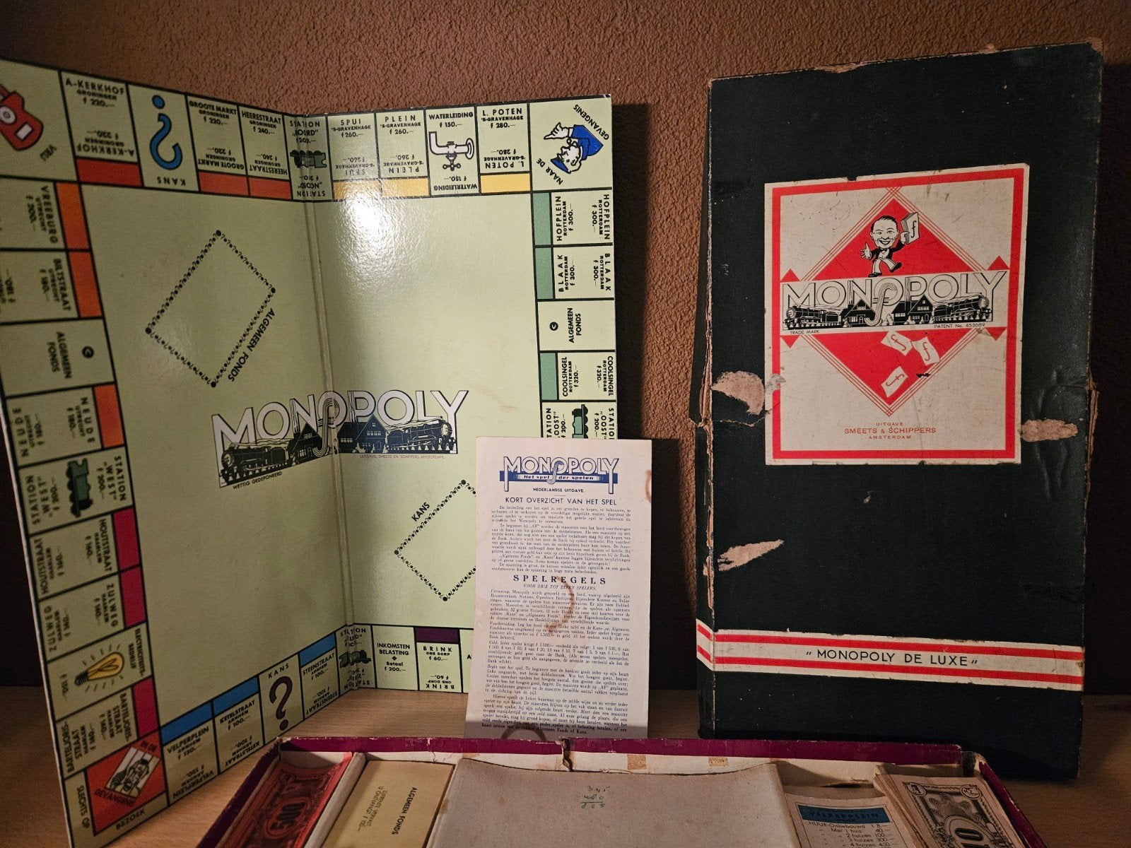 Vintage Monopoly De Luxe - Nederlandse Uitgave, Vijf spelers of meer, Ophalen of Verzenden, Gebruikt, Smeets & Schippers Amsterdam