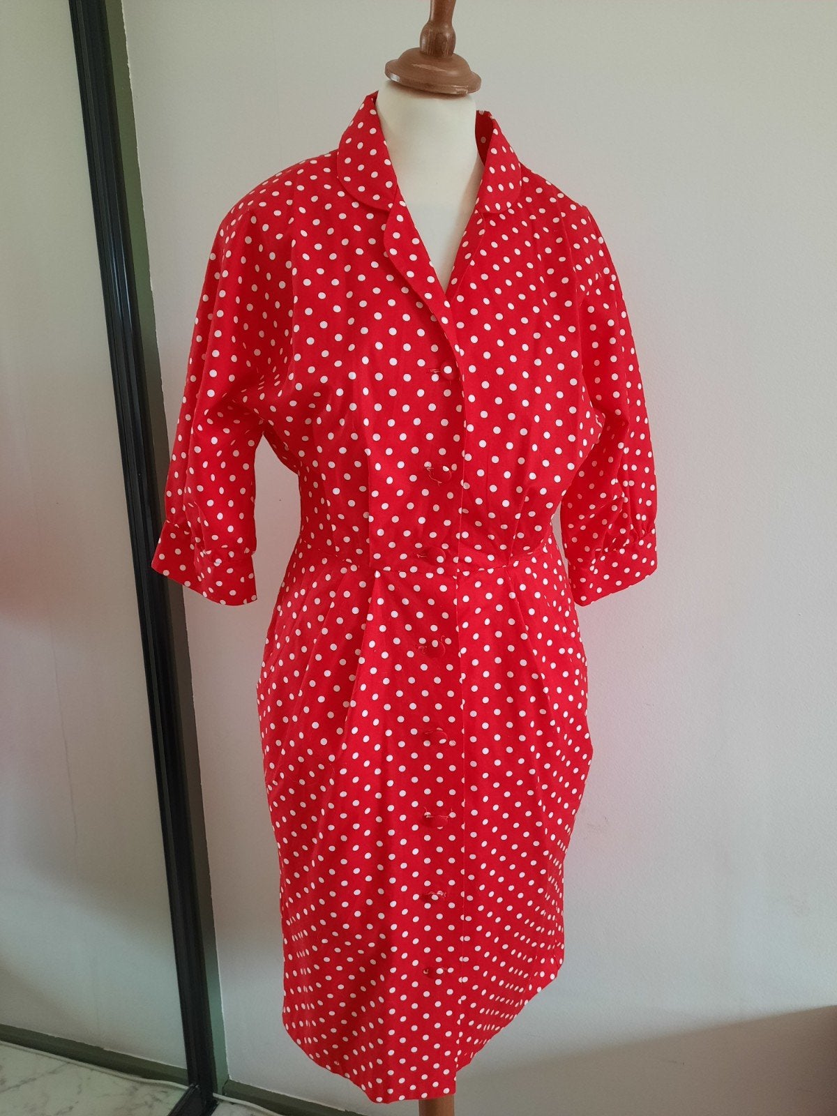 Trendy rood met witte stippenjurk mt 36-38 fijne katoen, Maat 38/40 (M), Belle fleur, Ophalen of Verzenden, Zo goed als nieuw