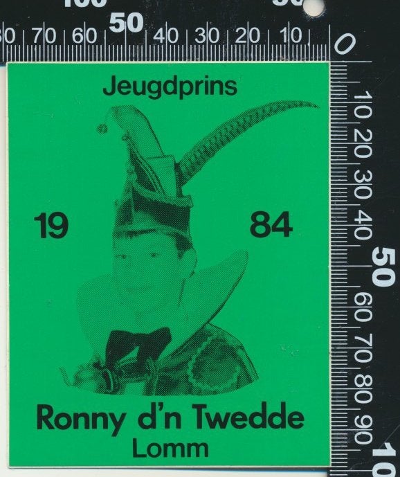Sticker: Jeugdprins Ronny den Twedde - 1984 - Lomm, Verzenden, Zo goed als nieuw, Bedrijf of Vereniging
