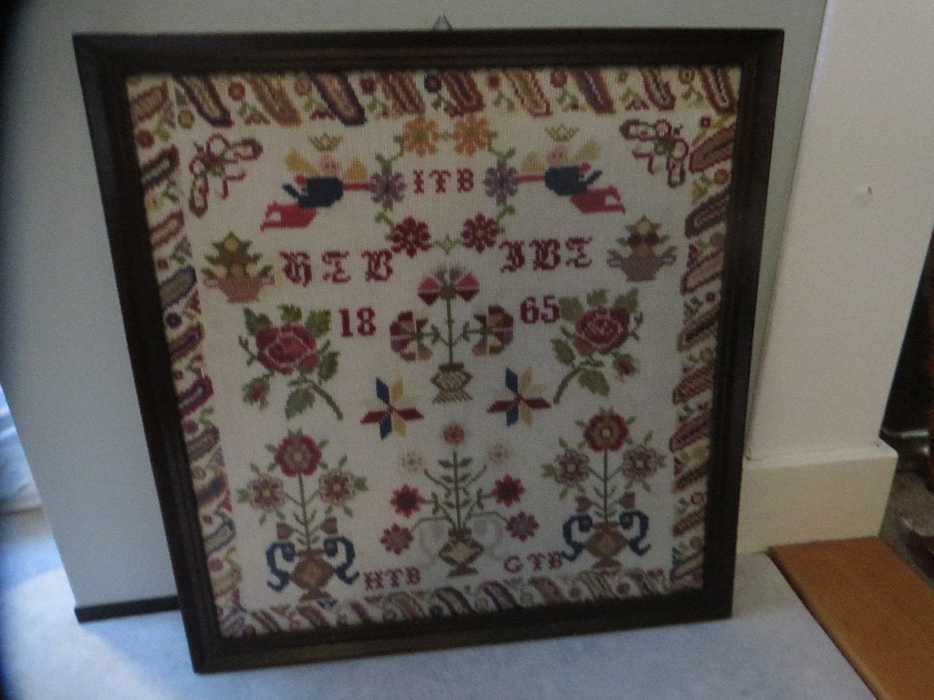 Antiek borduur werk, huwelijks herinnering, Overijssel, 1865, Antiek en Kunst, Ophalen of Verzenden