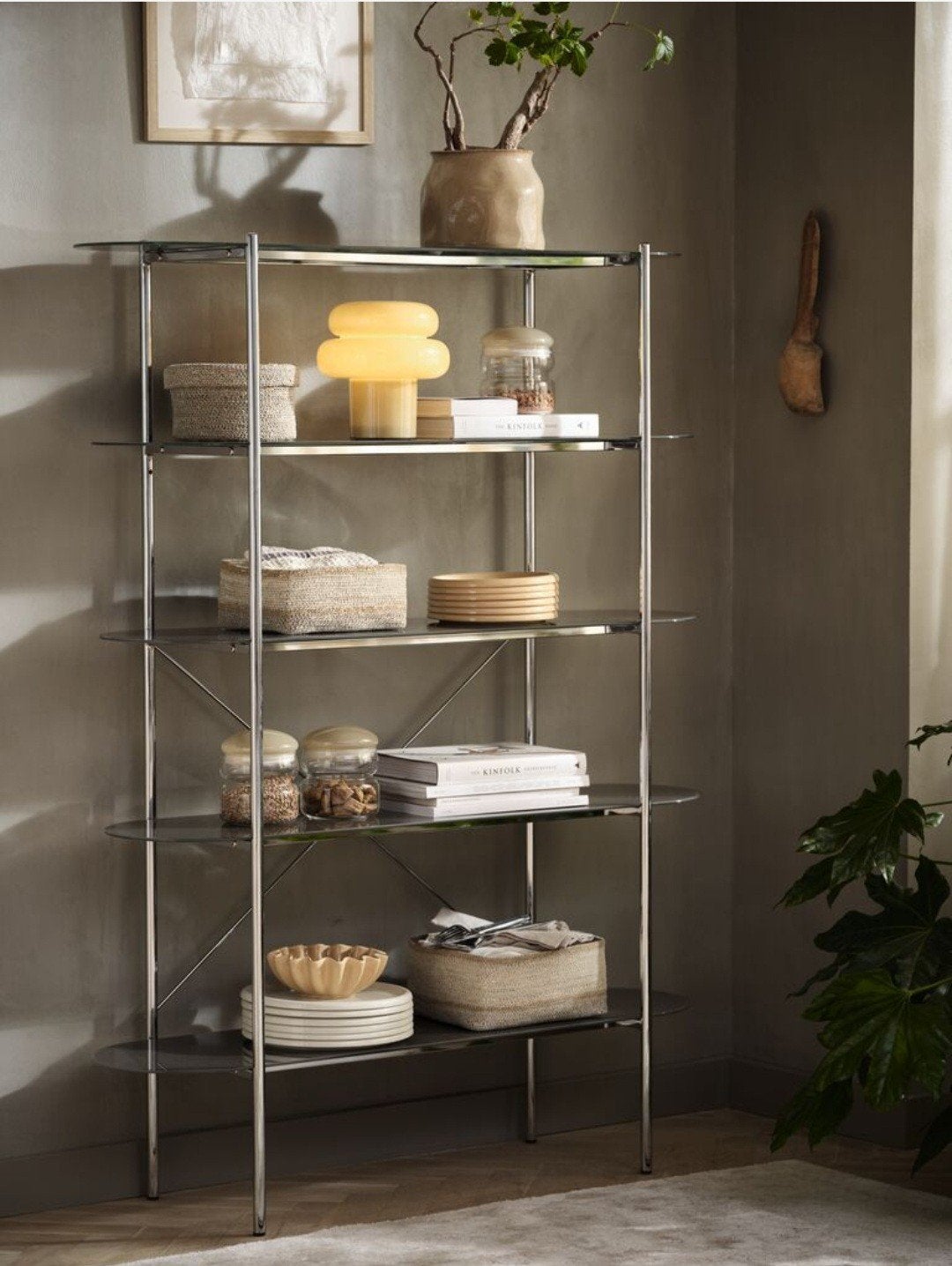 RVS/Chroom metaal wandkast met tempered glas - JYSK Gludsted, Ophalen, Nieuw