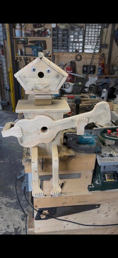 Uniek Houten Vogelhuisje met Gitaar - Handgemaakt, Ophalen of Verzenden, Nieuw