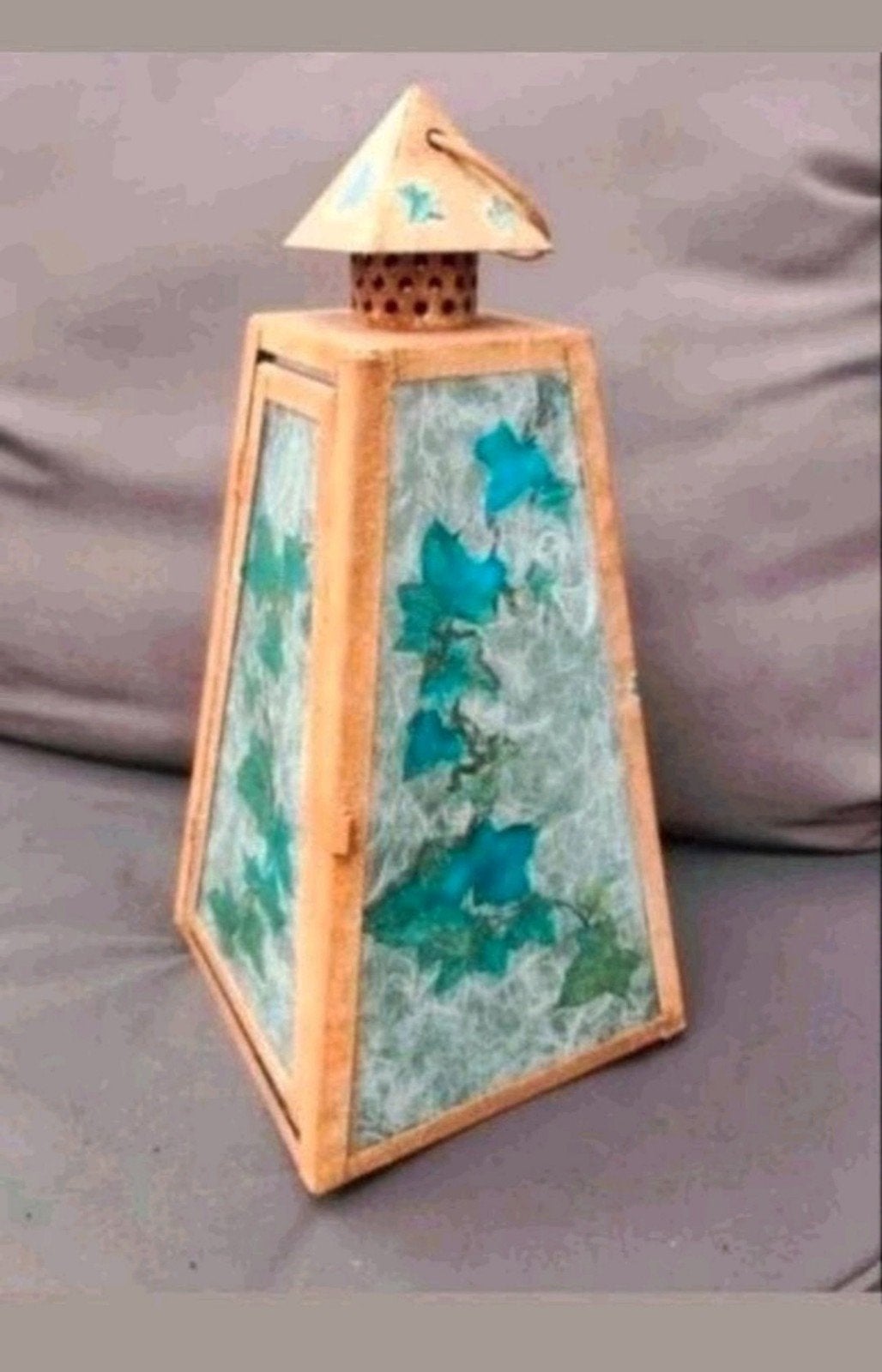 Metaal en Glazen Lantern met Klimop, Ophalen of Verzenden, Metaal
