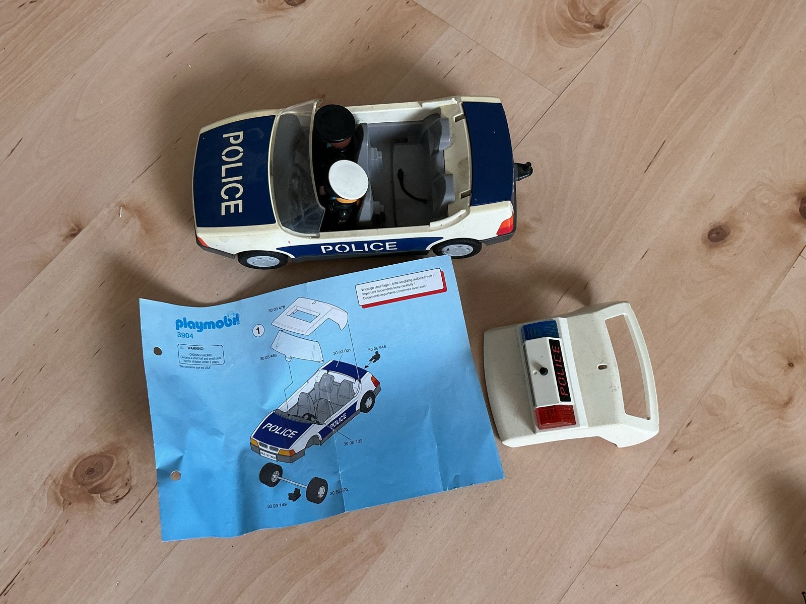 Playmobil Politieauto met Agent en Handleiding - nummer 3904, Ophalen of Verzenden, Gebruikt