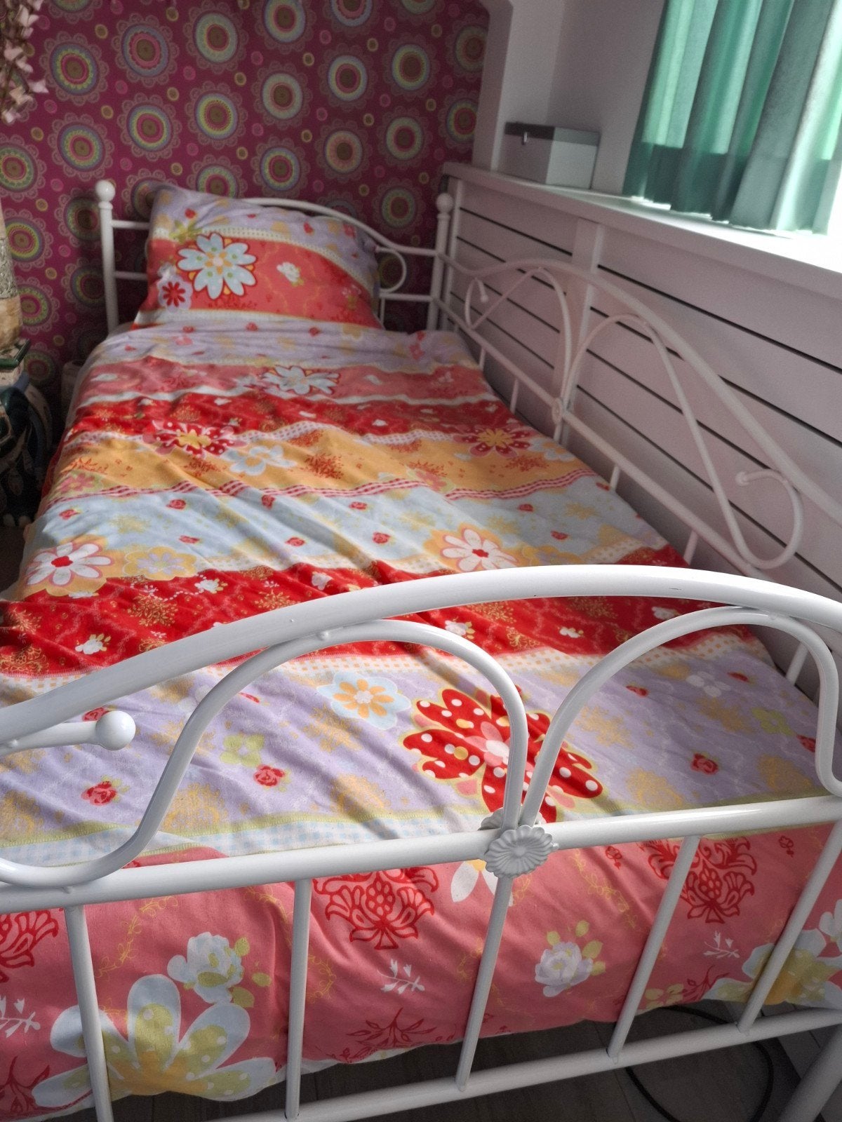 IKEA Meidenbed 200x90 cm - Wit Metaal, Ophalen, Gebruikt, 90 cm, Eenpersoons