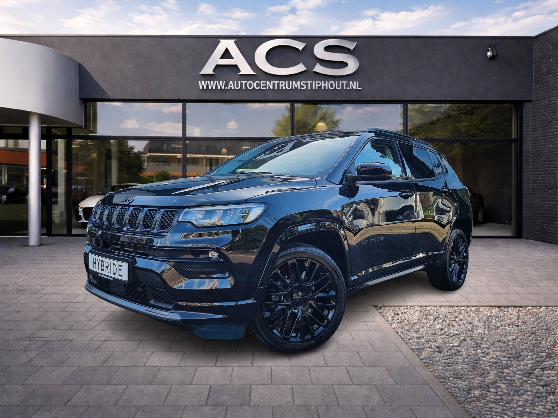 Jeep Compass 1.5T HEV - e-Hybrid S | 2024 | 23dkm | Ad. crui, Auto's, Gebruikt, Zwart, 4 cilinders, Leder en Stof