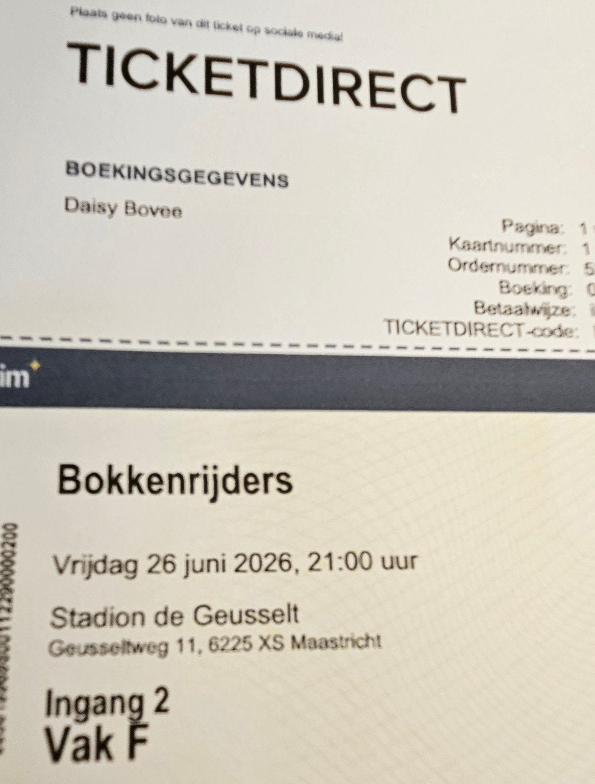 Bokkenrijders vrijdag 26 juni 2x premium ticket, Tickets en Kaartjes, Drie personen of meer, Juni