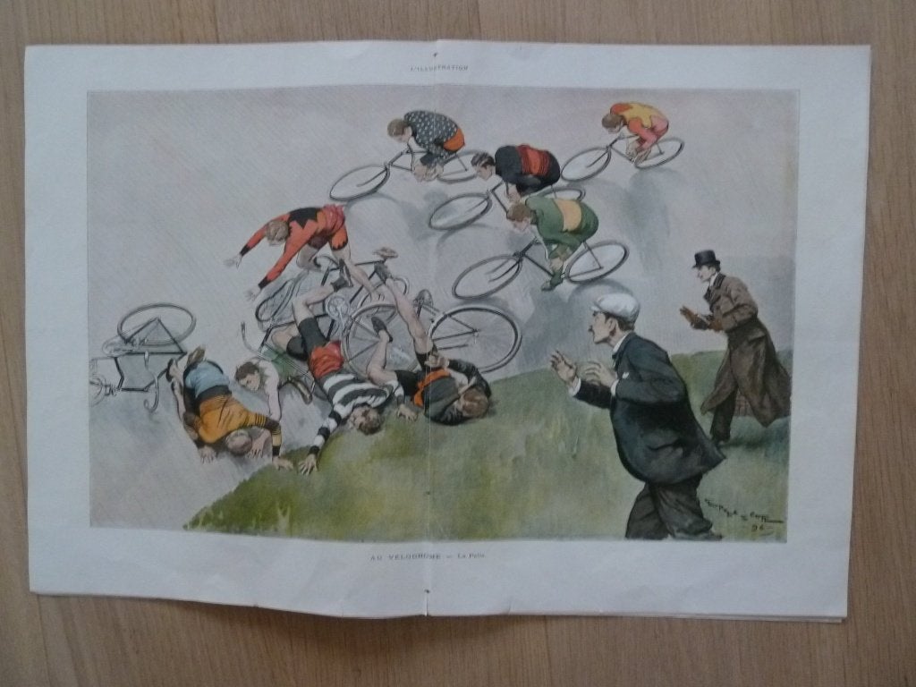 antieke fiets oldtimer koers fietsdocumenten posters 1895 !, Ophalen of Verzenden