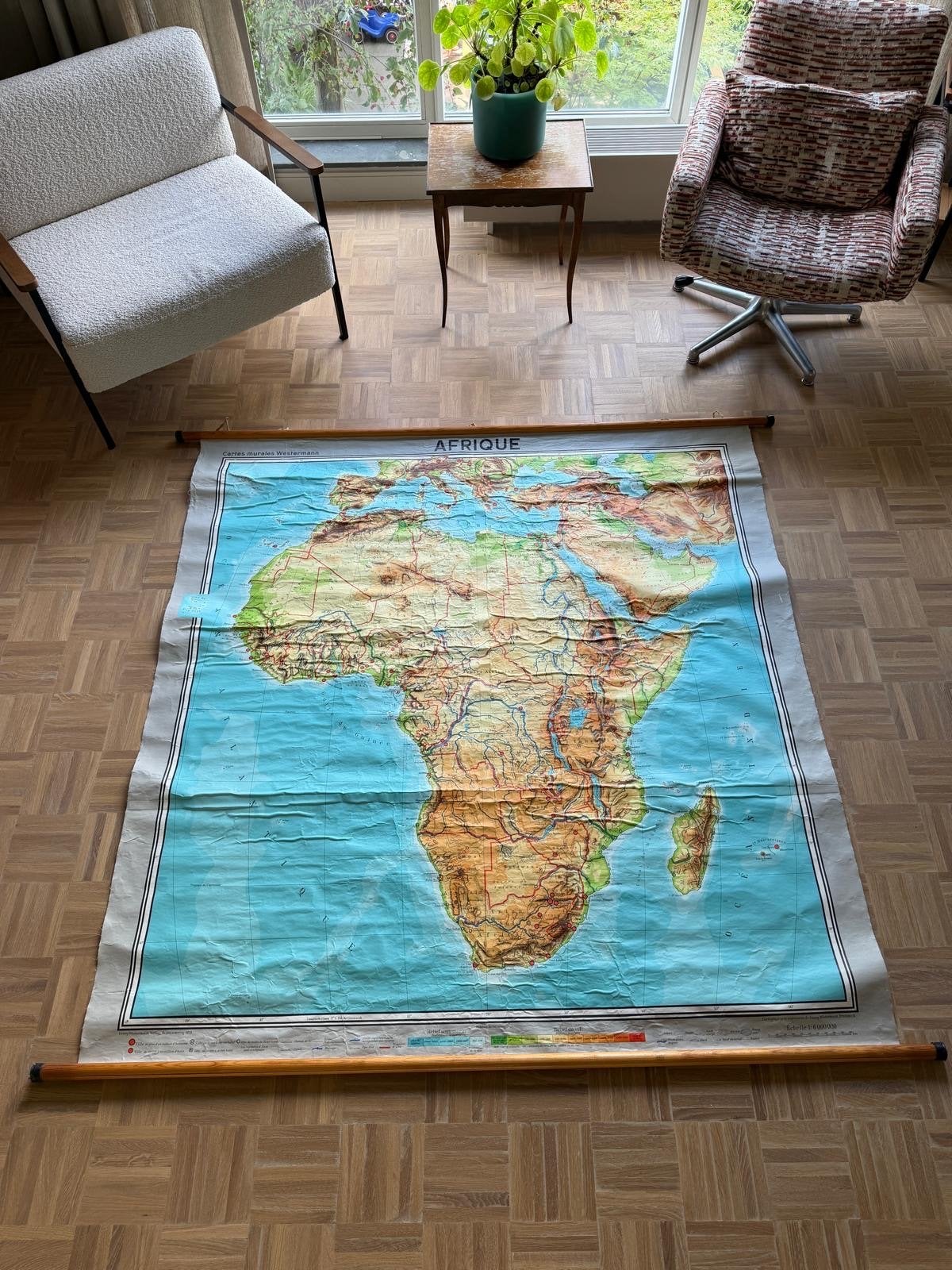 Vintage schoolkaart Afrika - Westermann (ca. 180x170 cm), Antiek en Kunst, Antiek | Schoolplaten, Ophalen of Verzenden, Aardrijkskunde