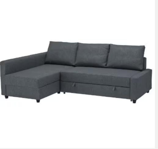 Ikea hoek slaapbank Friheten met ruime opberger, Huis en Inrichting, Ophalen of Verzenden, Gebruikt, Tweepersoons, Grijs