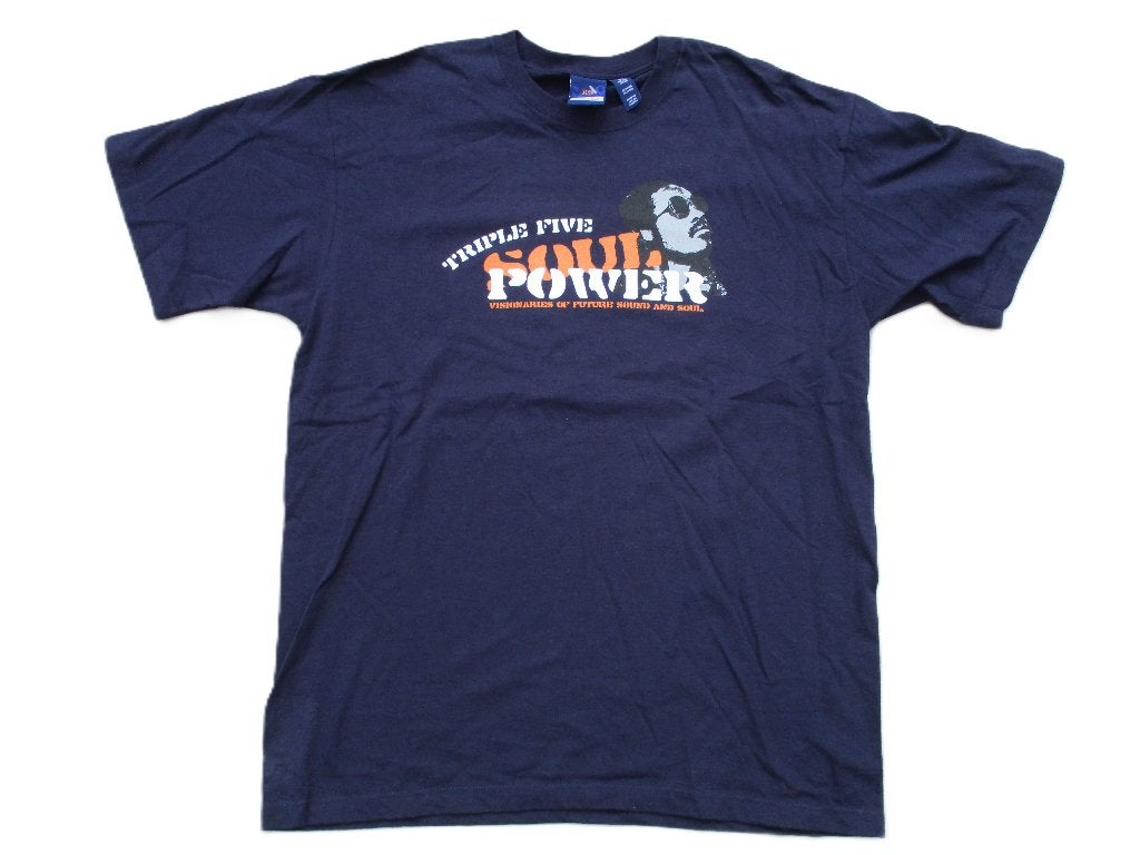 Triple 555 Soul ' Soul Power ' t-shirt navy blue, Info@taurusvintage.nl, TRIPLE FIVE SOUL, Blauw, Nieuw