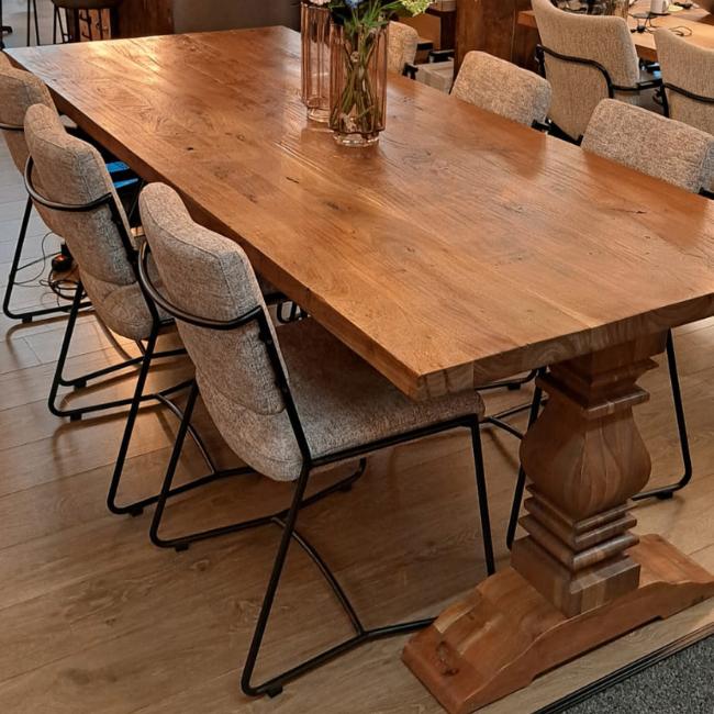 Eettafel massief acaciahout 240x100 cm — showroommodel, Huis en Inrichting, Tafels | Eettafels, Ophalen, Overige materialen, 200 cm of meer