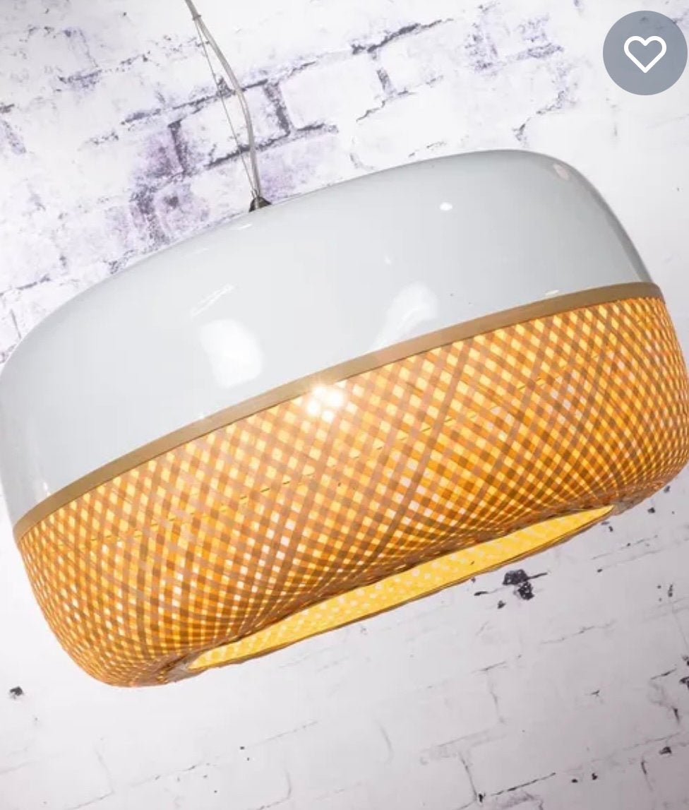 Good&Mojo Mekong Hanglamp - Bamboe Wit Naturel - Large, Ophalen of Verzenden, Nieuw, Natuurlijk materiaal, E27 (groot)