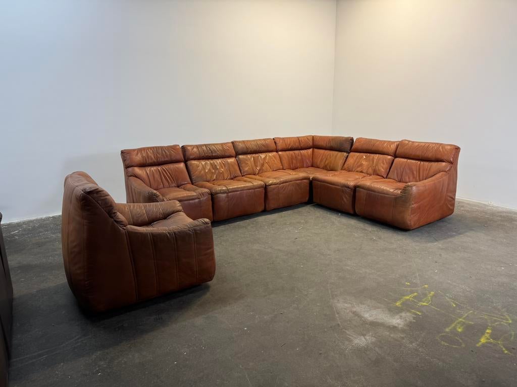 Rolf Benz leren modulaire bank + fauteuil, Ophalen