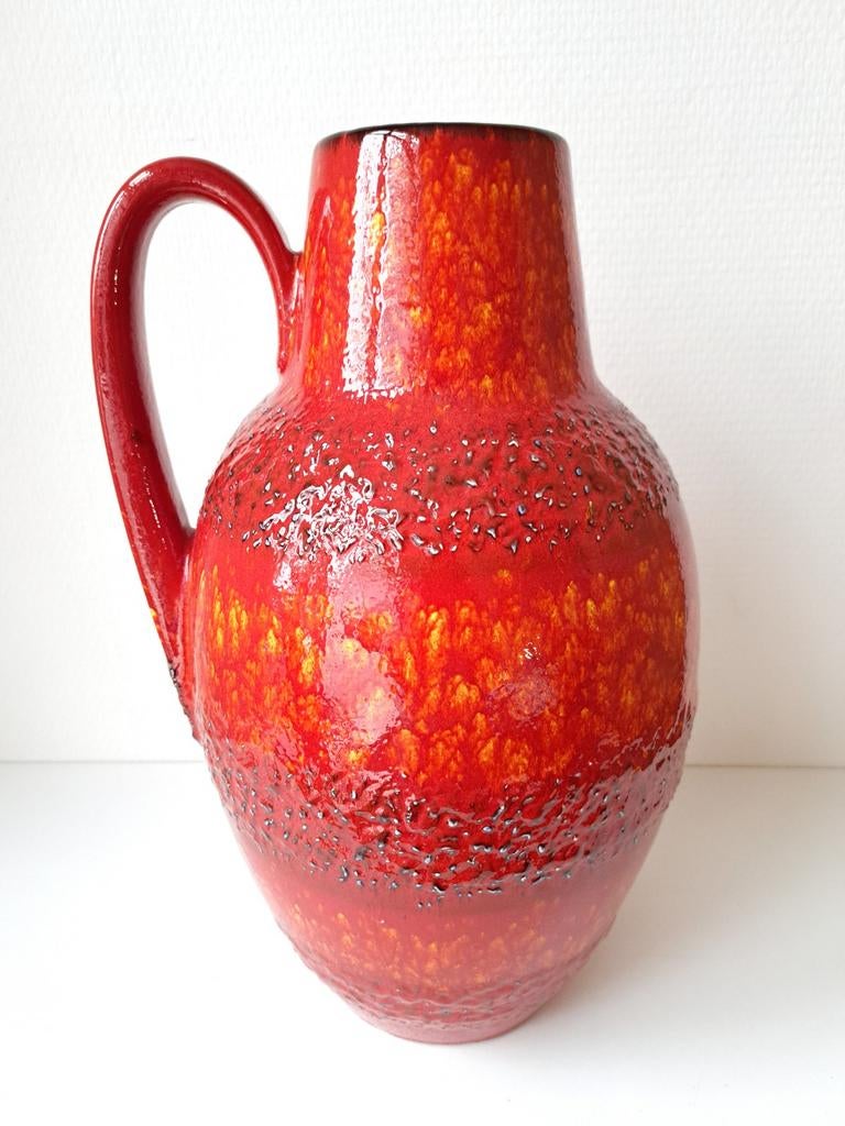 Grote vintage Scheurich vaas W.Germany, rood, 38cm hoog, Ophalen of Verzenden