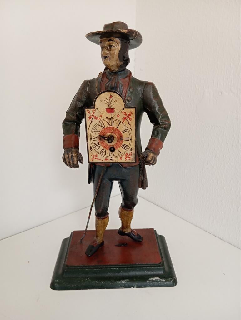 Antieke Schilderijklok in de vorm van een man, Antiek en Kunst, Ophalen