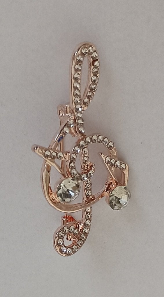 Muzieksleutel broche, Sieraden, Tassen en Uiterlijk, Overige materialen, 4 tot 7 cm, Overige kleuren, Nieuw