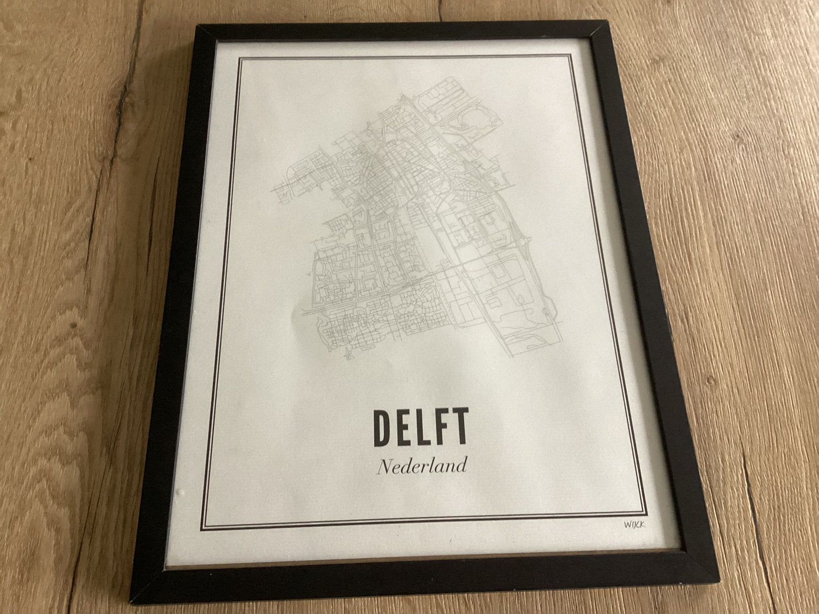 Plattegrond van Delft. VAN WIJCK  Met lijst 33-44 cm, Ophalen, Gebruikt, Overige onderwerpen, Met lijst