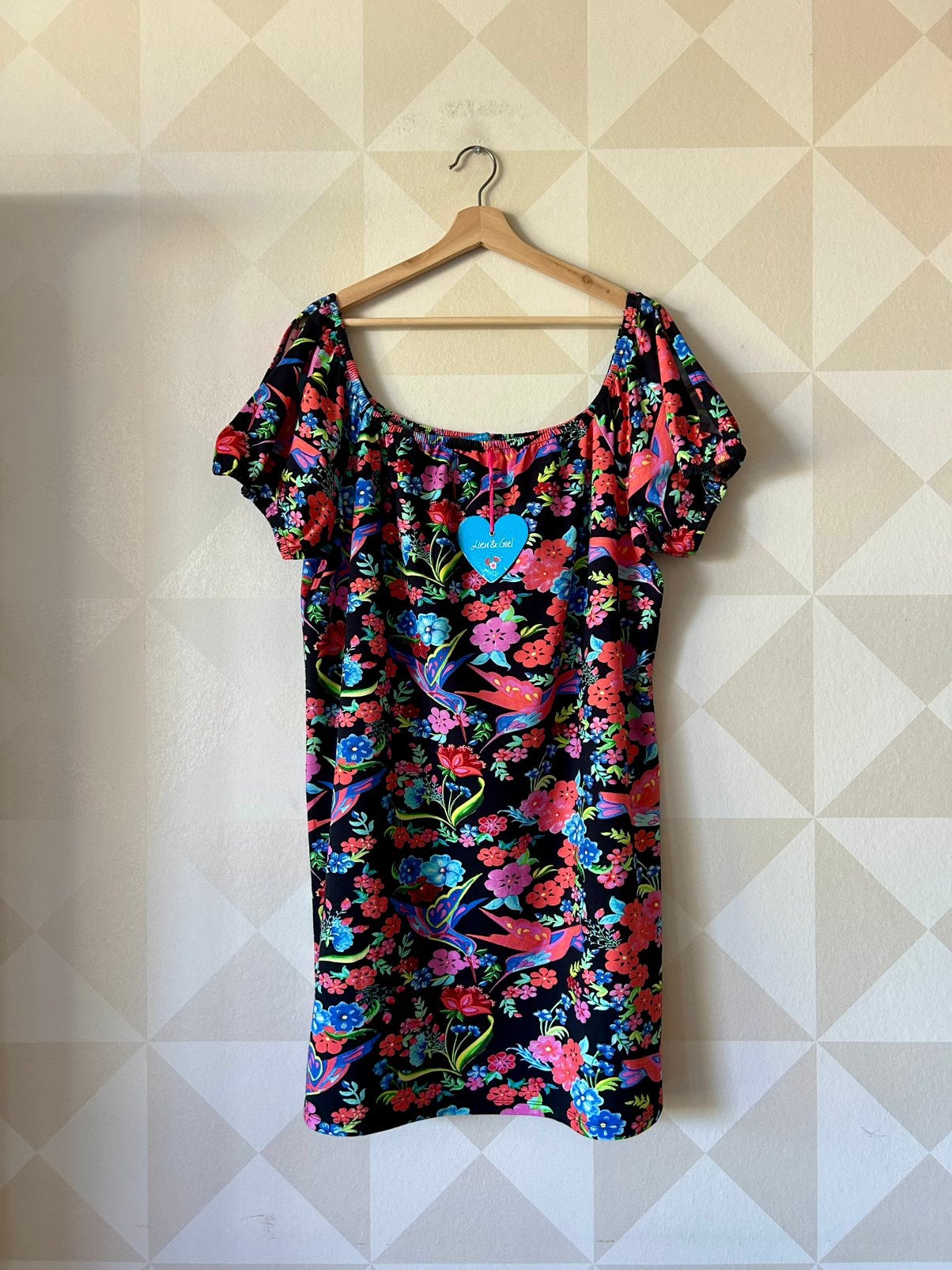 Lien & Giel jurk multi vogel bloem tropical XXL/44 NIEUW, Meerkleurig, Maat 46/48 (XL) of groter, Nieuw, Ophalen of Verzenden