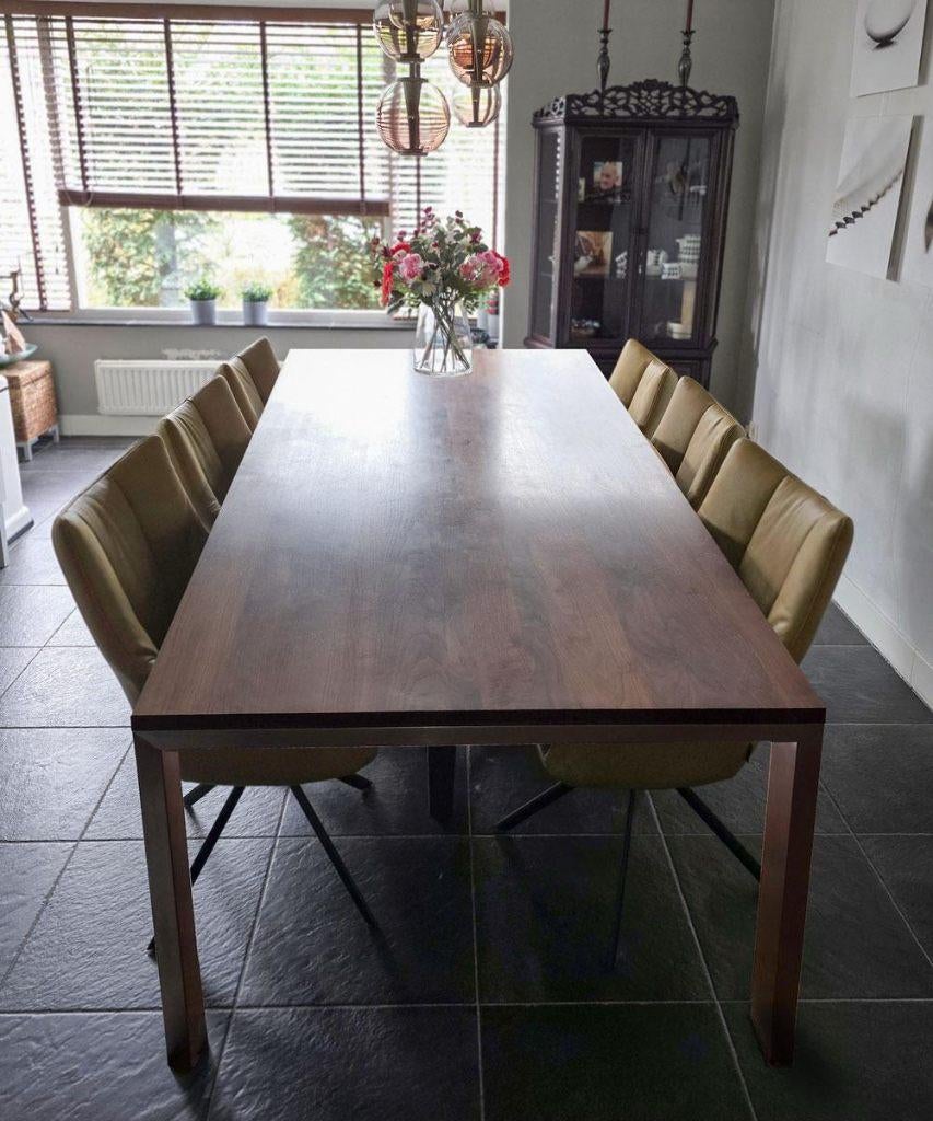 Eettafel notenhout, Ophalen, Gebruikt, 100 tot 150 cm, 200 cm of meer