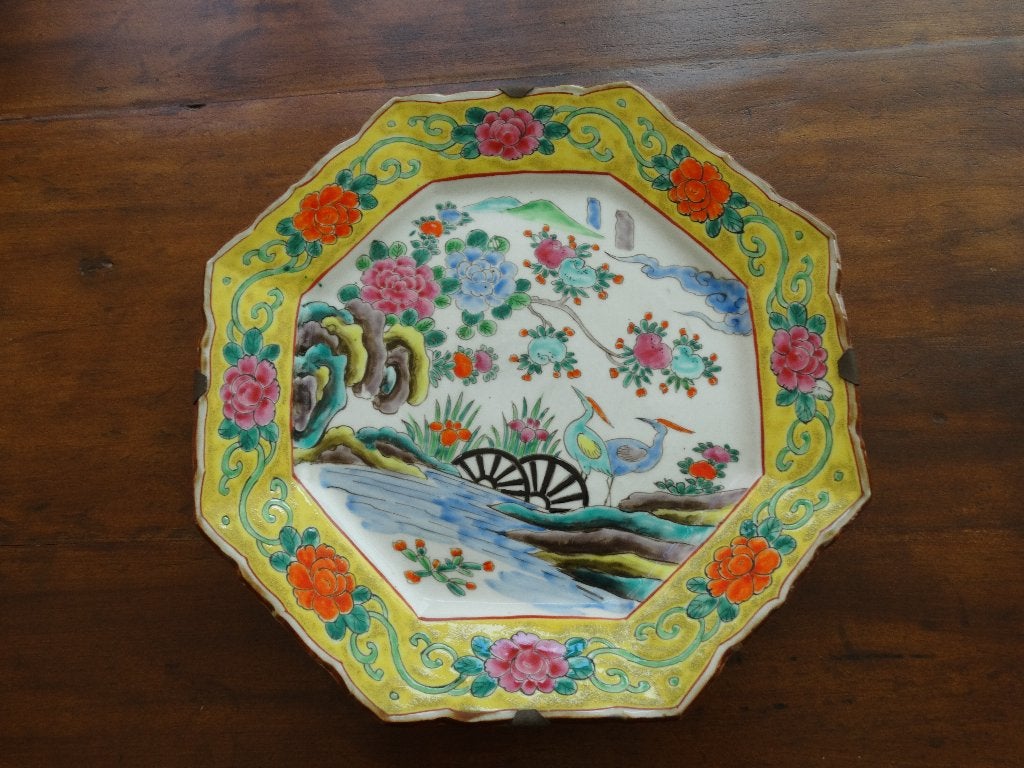 Oosters hoekig wandbord met hang systeem 30 x 30 cm, Antiek en Kunst, Antiek | Wandborden en Tegels, Ophalen