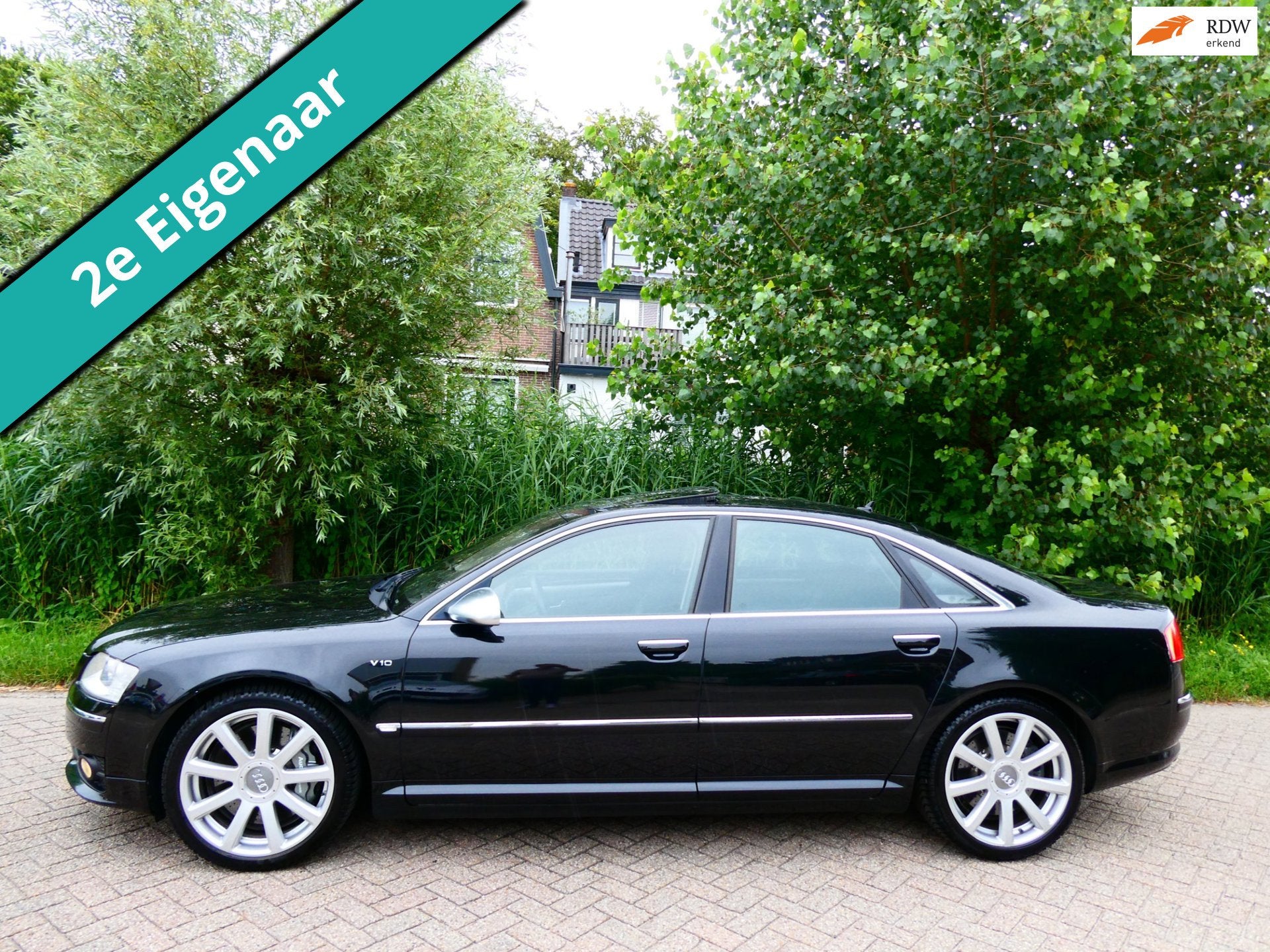 Audi A8 5.2 S8 V10 450pk 4WD 2e eig. Leder Navi Schuifdak Xe, Auto's, Audi, Automaat, Gebruikt, 5204 cc, Automatische klimaatregeling