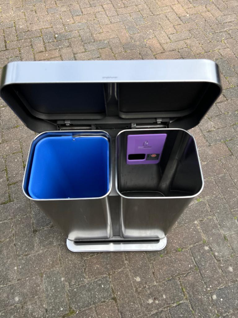 Simplehuman Step Recycler 58L – RVS, Ophalen, Gebruikt, Met pedaal, 40 liter of meer