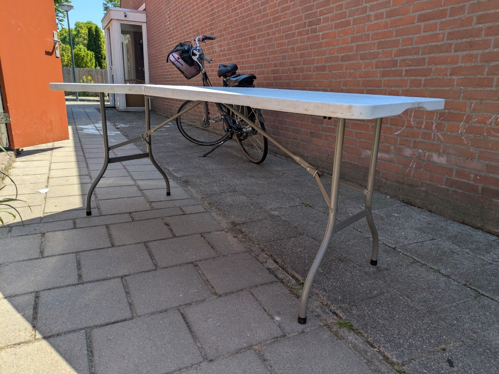 Gebruikte Witte Plooitafel - Rechthoekig 180 cm, Ophalen, Gebruikt, 50 tot 100 cm, 150 tot 200 cm