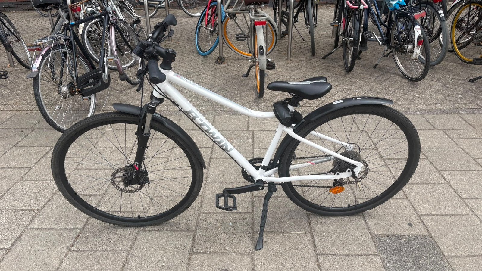 B'Twin Riverside 500 hybridefiets, 9 versnellingen, maat S, Overige merken, Gebruikt, Ophalen of Verzenden, Minder dan 47 cm