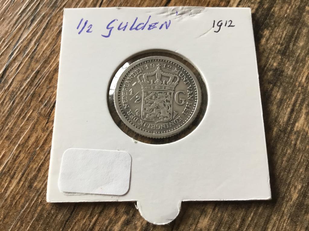 Munt 1912 1/2 gulden Nederland Wilhelmina zilver, Ophalen of Verzenden, Koningin Wilhelmina, Zilver