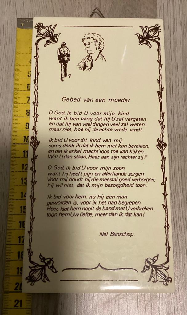 Prachtige religieuze tekst op tegel, Antiek en Kunst, Ophalen of Verzenden