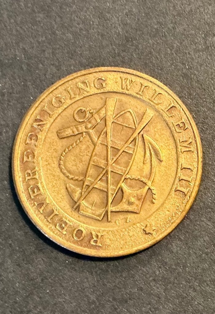 Zeldzame bronzen jubileumpenning Roeivereeniging Willem III, Verzenden, Brons, Nederland