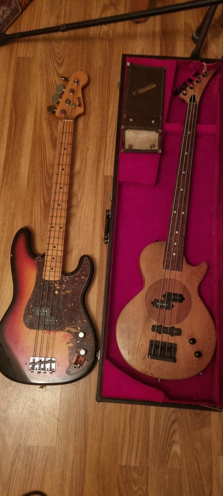 Unieke Fretloze Basgitaar met Koffer en opknap bas., Muziek en Instrumenten, Ophalen, Gebruikt, Elektrisch