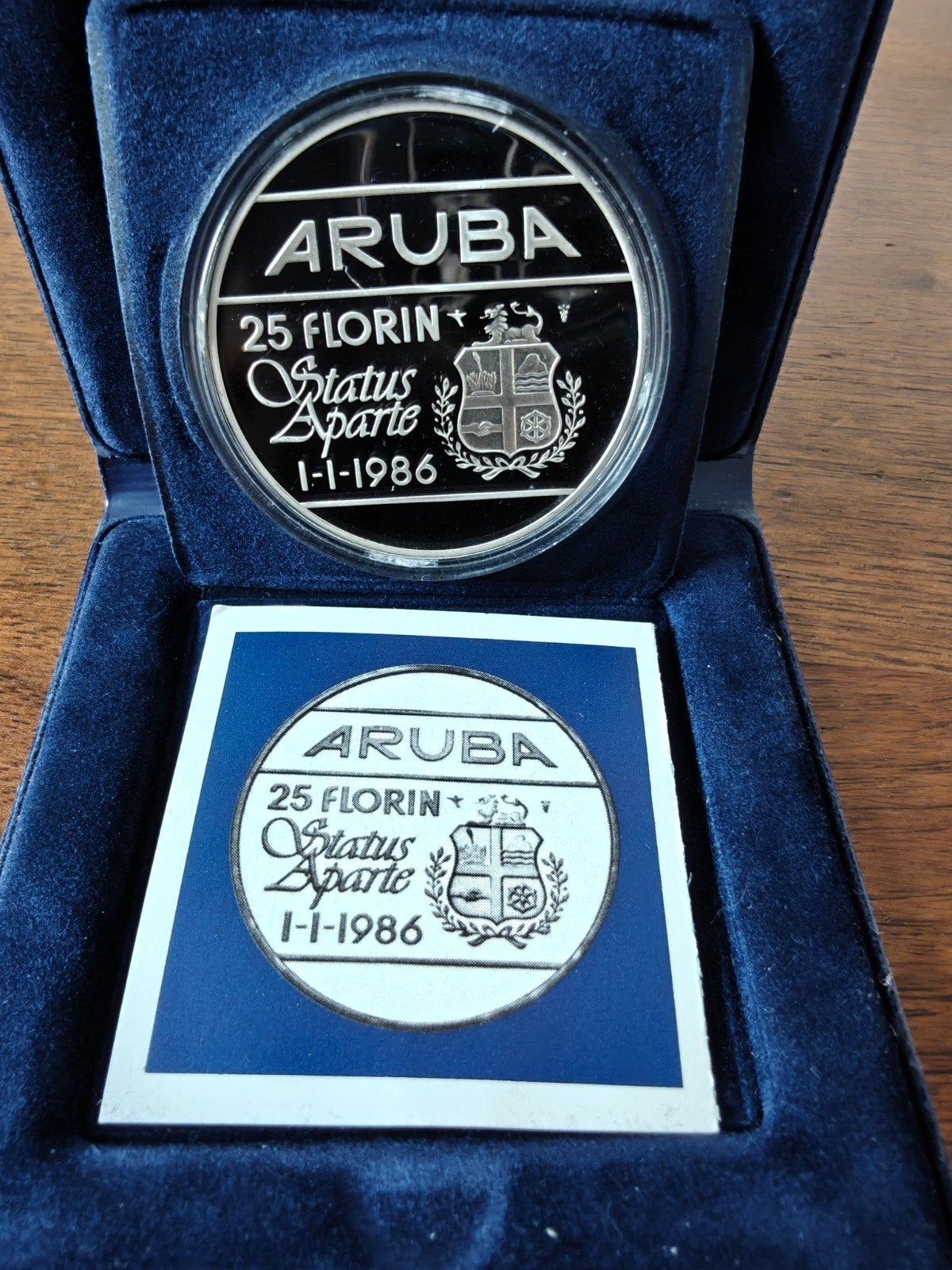 Aruba Status Aparte 1986 Zilveren Herdenkingsmunt, Ophalen of Verzenden, Overige landen, Losse munt, Zilver