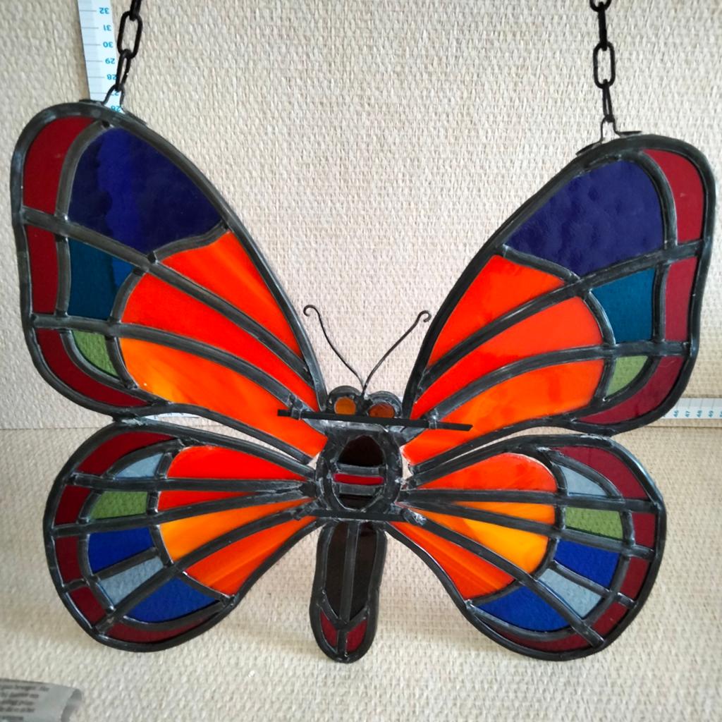 Glas in lood vlinder, Antiek en Kunst, Antiek | Glas en Kristal, Ophalen of Verzenden