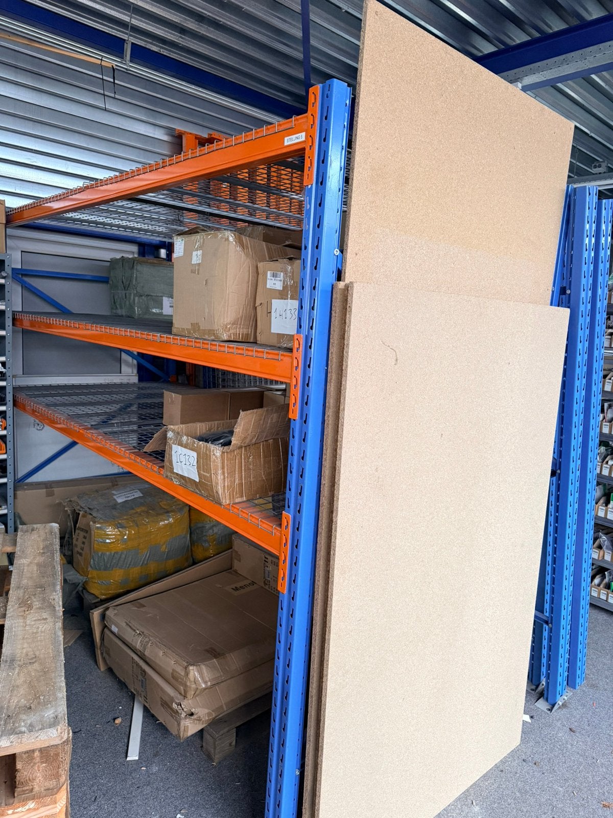 Stelling 130 cm diep - 230 cm hoog - 4 secties van 310 cm, Ophalen