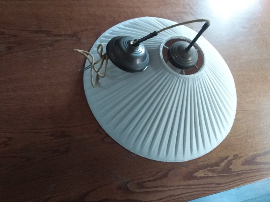 Hanglamp met wit stoffen kap, Ophalen