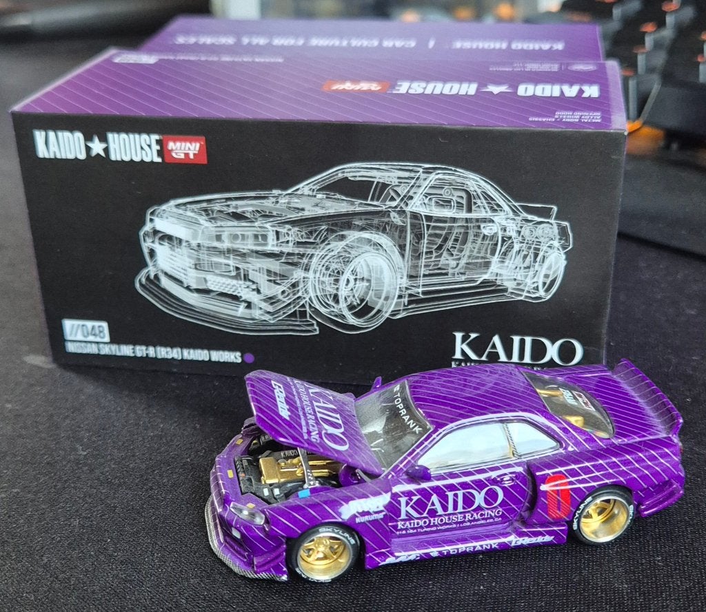 Mini GT x Kaido House Nissan Skyline GT-R (R34) V1, Ophalen of Verzenden, Zo goed als nieuw, Auto