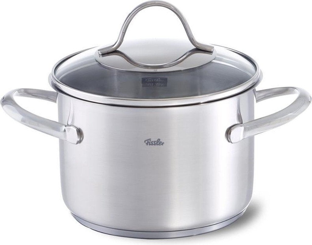 Nieuw | Fissler Paris Hoge Kookpan met Glazen Deksel  Ø 16cm, Kookpan of Snelkookpan, Nieuw, Ophalen of Verzenden, Rvs