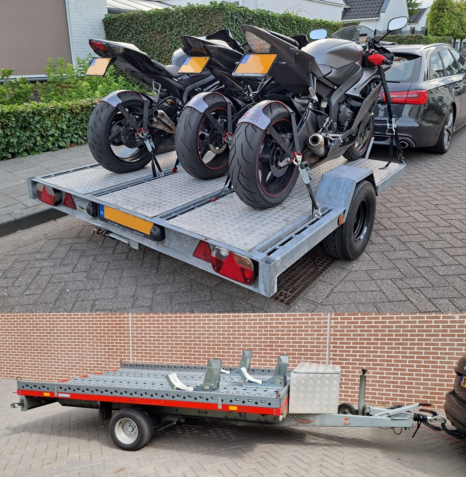 Motortrailer / motoraanhanger voor 1, 2 of 3 motoren te huur, Aanhangwagen