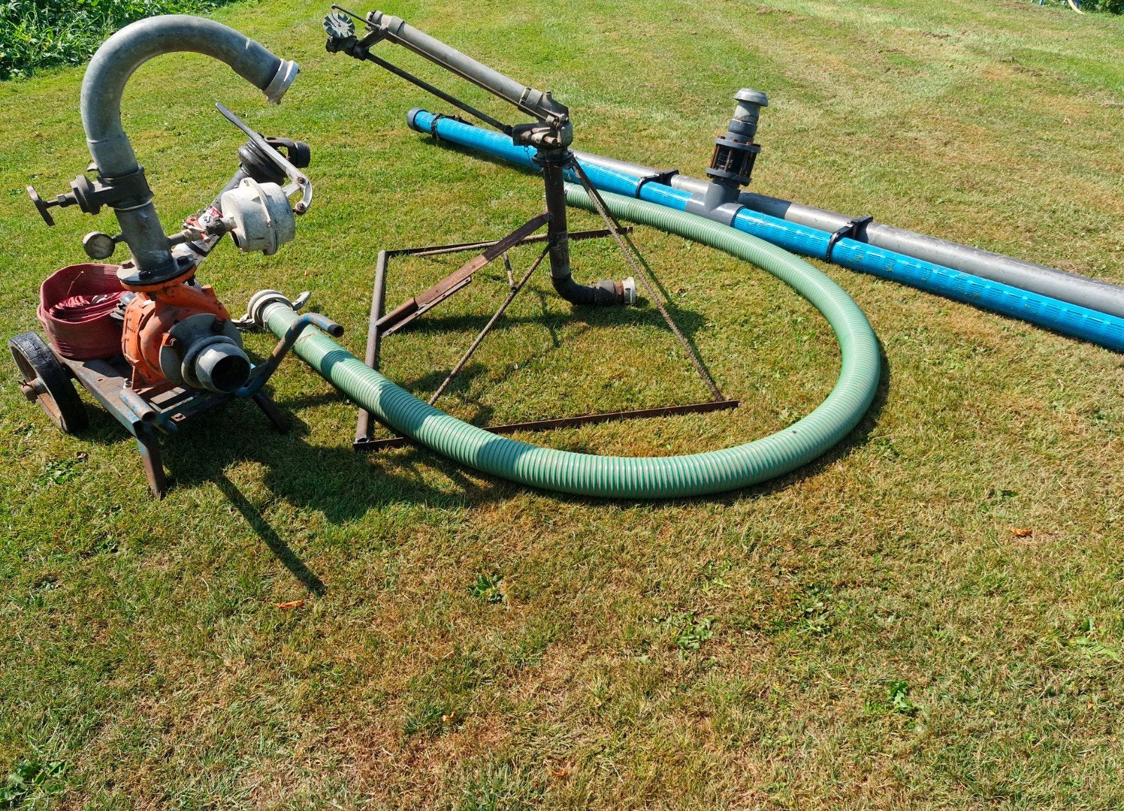 beregeningset compleet aftakaspomp met sproeier, Ophalen, Glastuinbouw, Beregening en Drainage