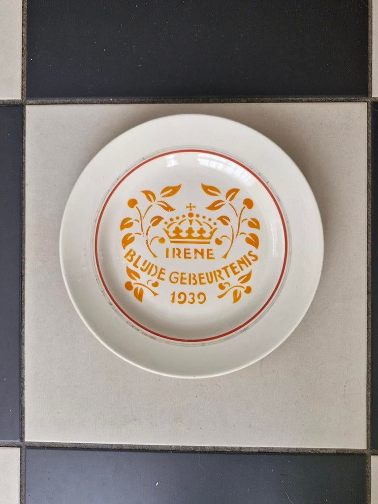Antiek Herdenkingsbord Prinses Irene Geboorte 1939, Antiek en Kunst, Ophalen