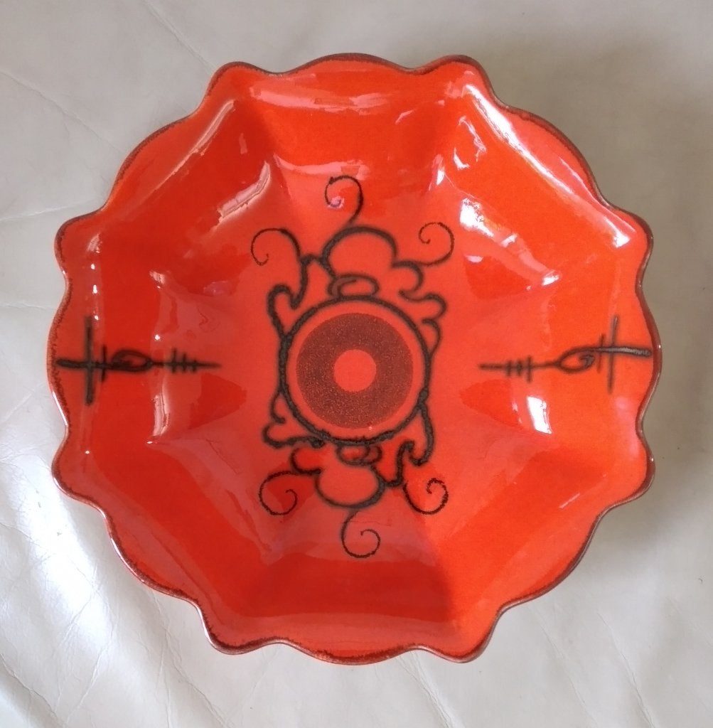 Mooie rode schaal Flora Gouda, Antiek en Kunst, Ophalen of Verzenden