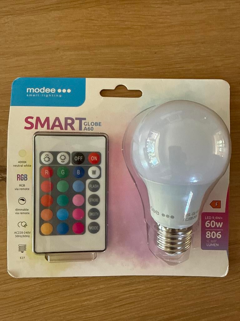 Modee Smart LED Lamp E27 RGB + Afstandsbediening 60W, Huis en Inrichting, Lampen | Losse lampen, Led-lamp, 60 watt of meer, Nieuw