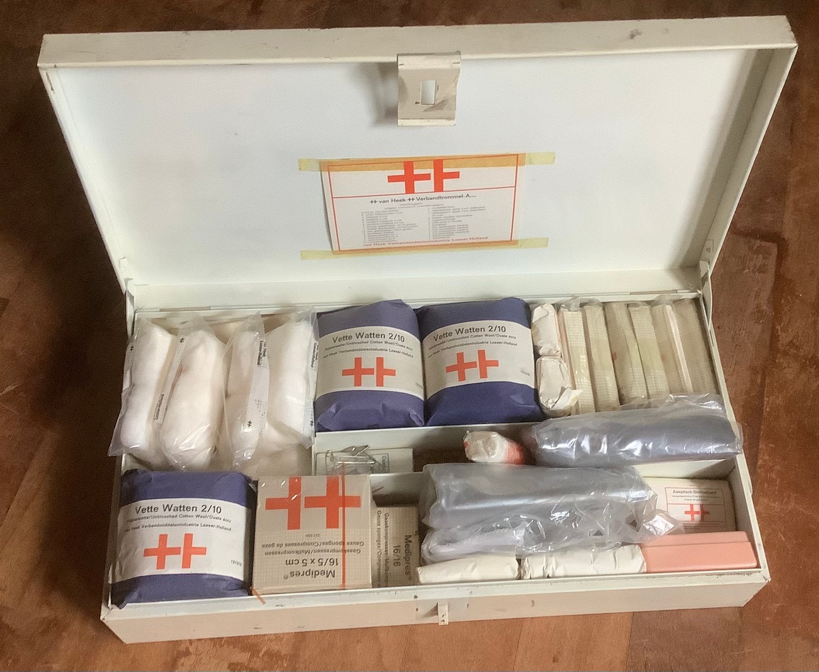 Verbandtrommel, verbanddoos, ehbo, vintage, van Heek, Losser, Ophalen of Verzenden, Gebruikt