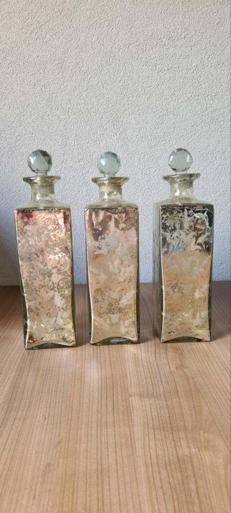 Set van 3 decoratieve flessen met spiegelafwerking, Huis en Inrichting, Woonaccessoires | Vazen, Overige kleuren, Nieuw, Ophalen of Verzenden