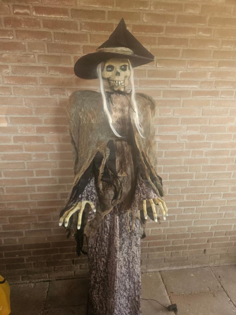 Griezelige Heks Skelet Decoratie Halloween, Ophalen of Verzenden, Gebruikt, Versiering, Halloween of Griezel