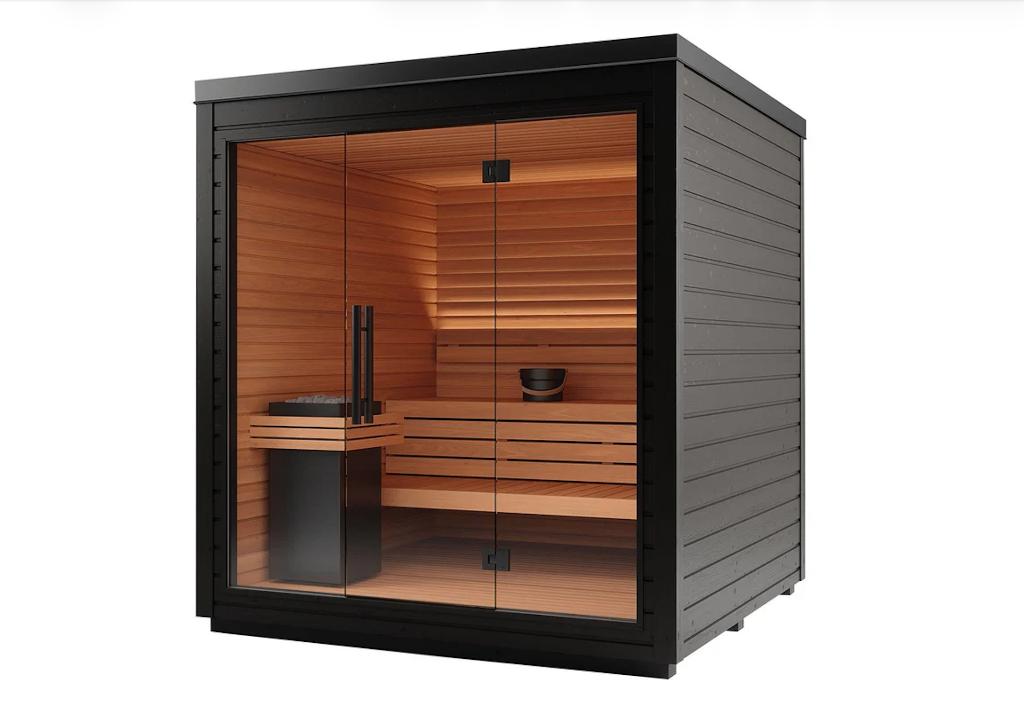 COMBI BUITEN SAUNA MET INFRAROOD EN OPGIETKACHEL, Sport en Fitness, Sauna, Ophalen, Zo goed als nieuw, Complete sauna